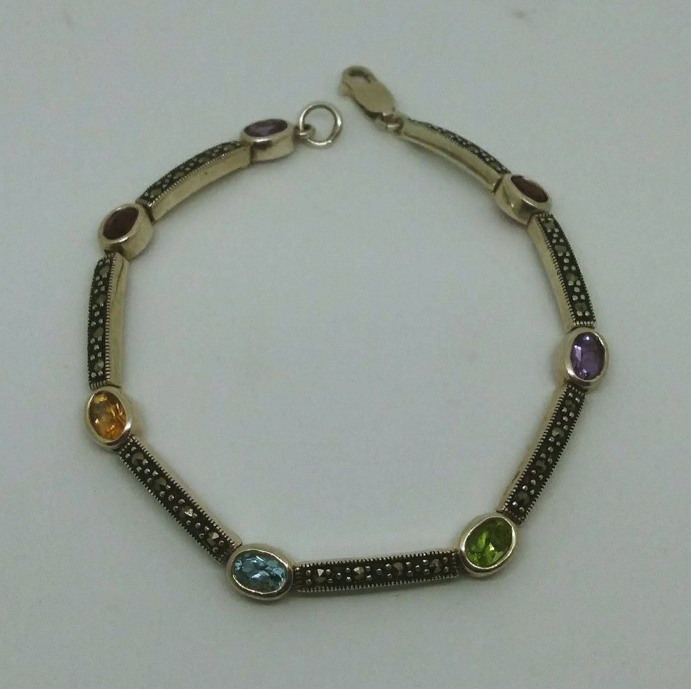 Vtg. Marcasite and gemstone bracelet